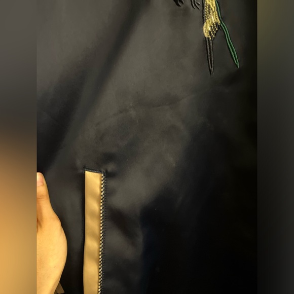 Toka Uomo Embroidered Bird Bomber Satin Jacket - Picture 8 of 13